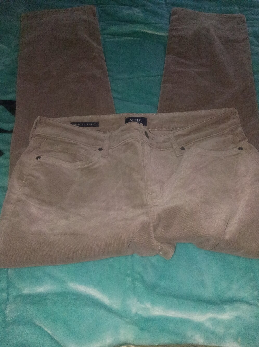 NYDJ Straight-Leg Corduroy Jeans in Taupe Brown